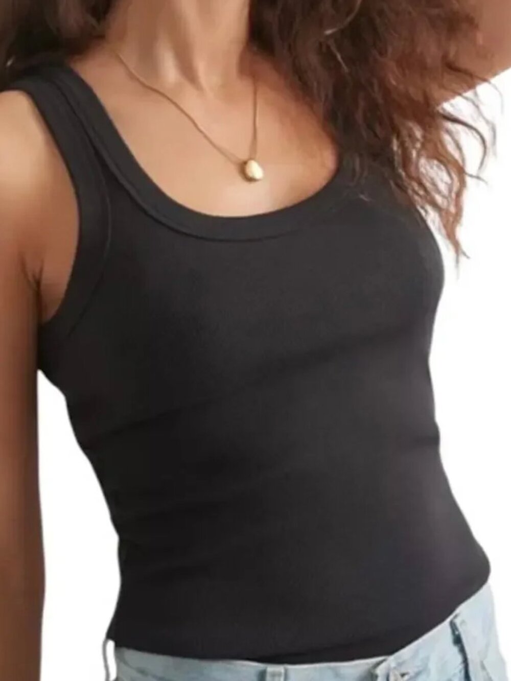 Marine Layer Lexi Ribbed Tank Top Women's XL Minimalist Basics Neutral Stretch